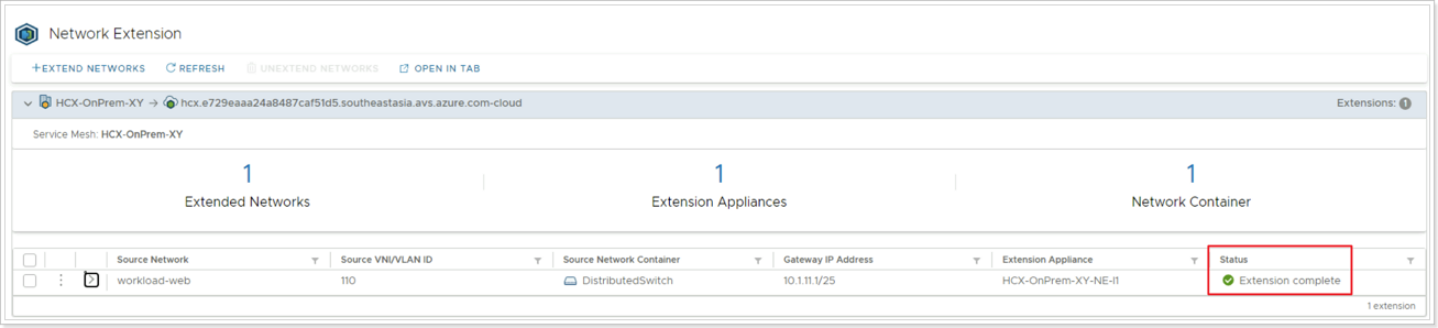 Confirm Status of Network Extension