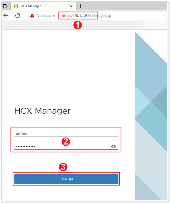 Log in to HCX Appliance Management Interface